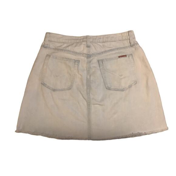 HUDSON JEANS WOMENS CAMMY BUTTON FRONT Skirt 27 FADED LIGHT BLUE DENIM  Frayed - Picture 2 of 10